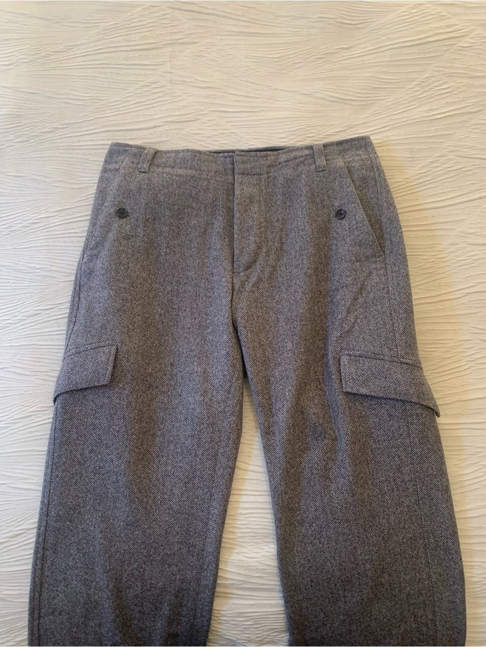 Vintage Y2K Banana Republic Brown Wool Herringbone Button Fly Cargo Pants
